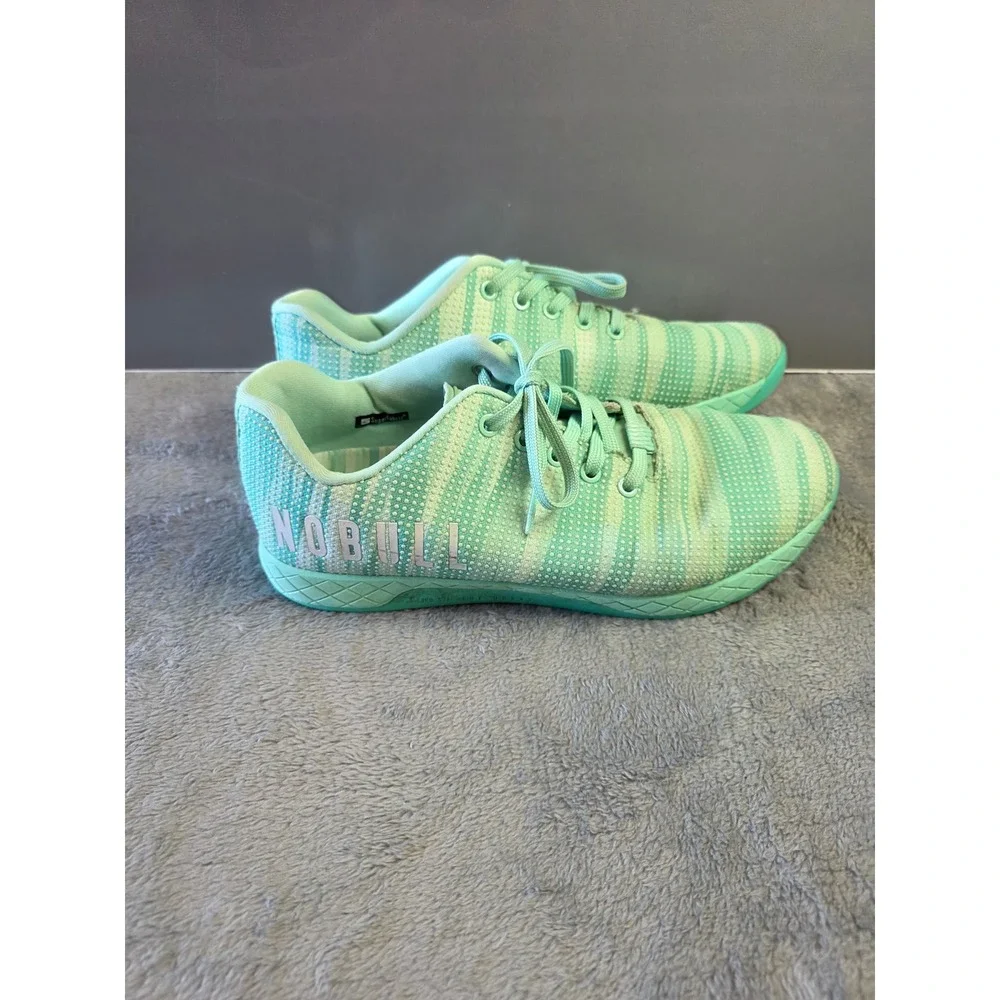 NOBULL Trainer Mint Green White Striped SuperFabric Men Size 10 Training Shoes‎